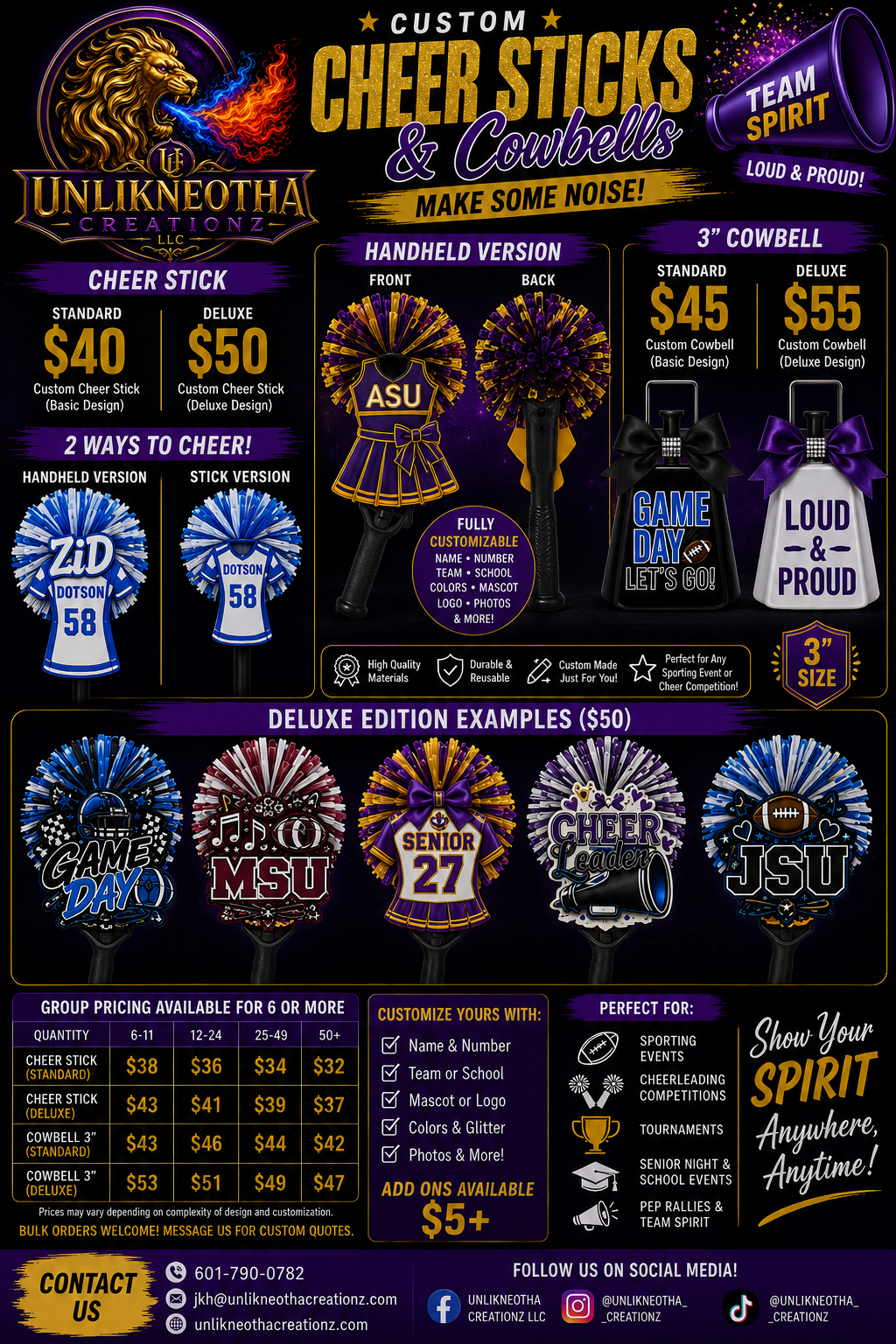 Custom Cheer Stick & Cowbell