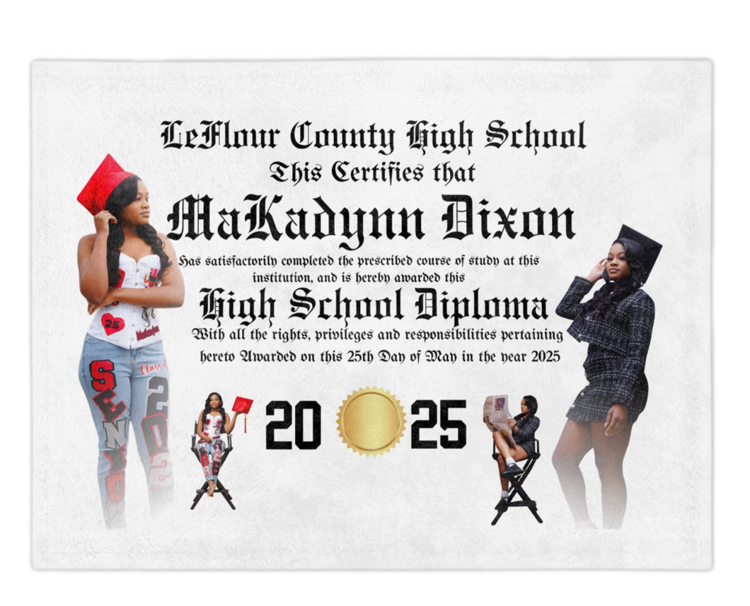 Personalized Graduation Blanket for Class of 2025 - Velvet Microfiber Throw